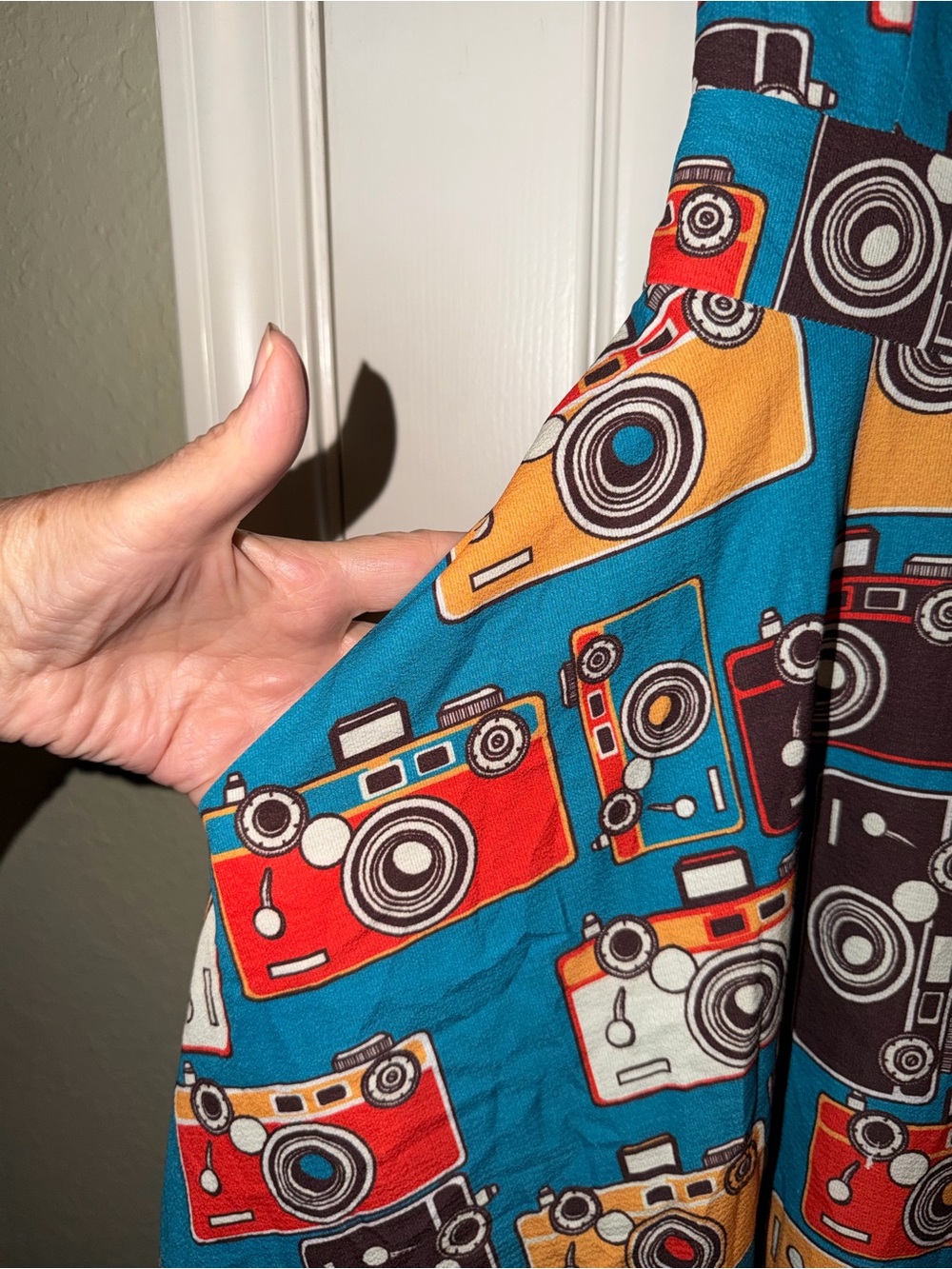 LA Soul Camera Print Teal A-Line Midi Dress - Picture 4 of 8